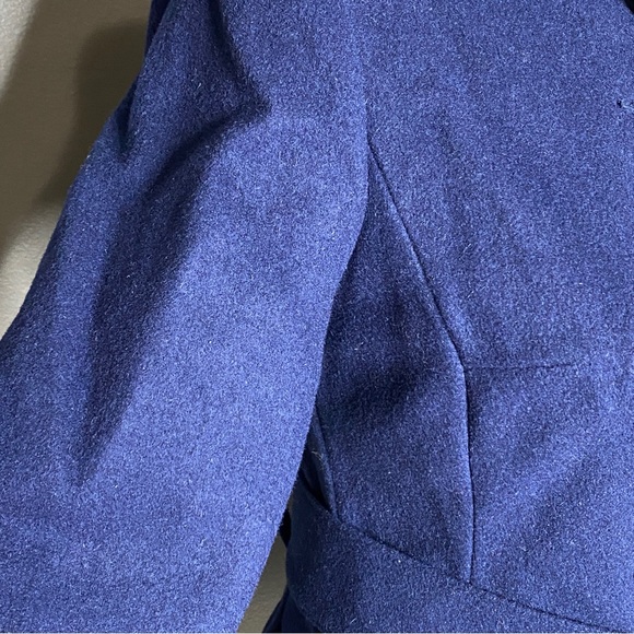 Free People Blue Peplum Military Style Pea Coat Jacket Wool Size 4 - Picture 4 of 16